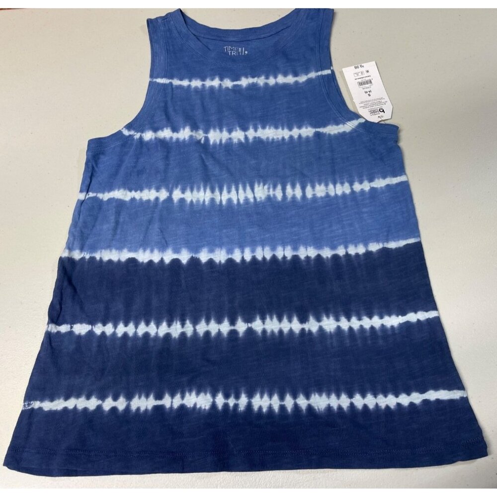 Time And Tru Size Small Tie-Dye Tank Top Blue & White